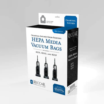 RICCAR HEPA MEDIA CHARCOAL VACUUM CLEANER BAGS (6 PACK). MADE FOR THE R25S, R25D AND R25P