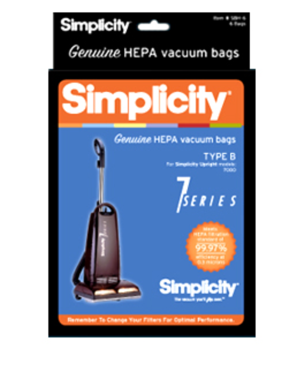Simplicity HEPA B Bags for 7 Series Vacuums (6 Pack)
